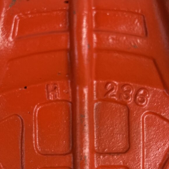 Antique Vintage Myers Cast Iron & Wood Barn Pulley - Orange Pulley Myers H 236 - Picture 3 of 7